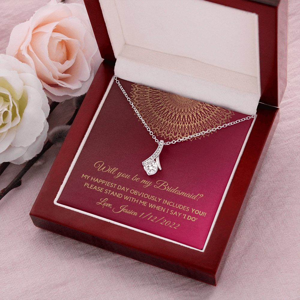 Personalized Will you be my bridesmaid Silver Necklace