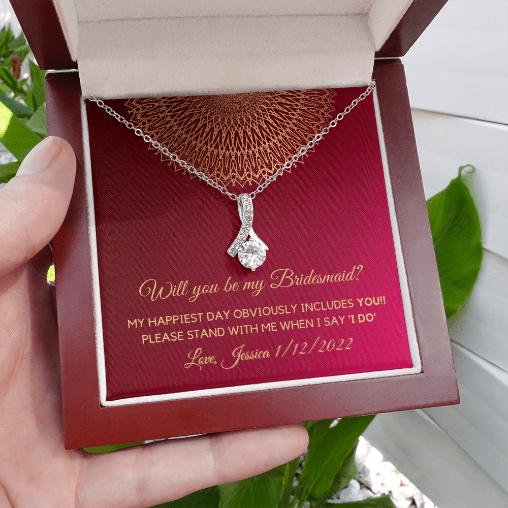 Personalized Will you be my bridesmaid Silver Necklace