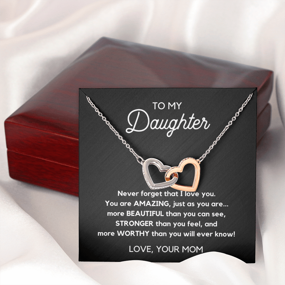 Interlocking Hearts Necklace-To my daughter