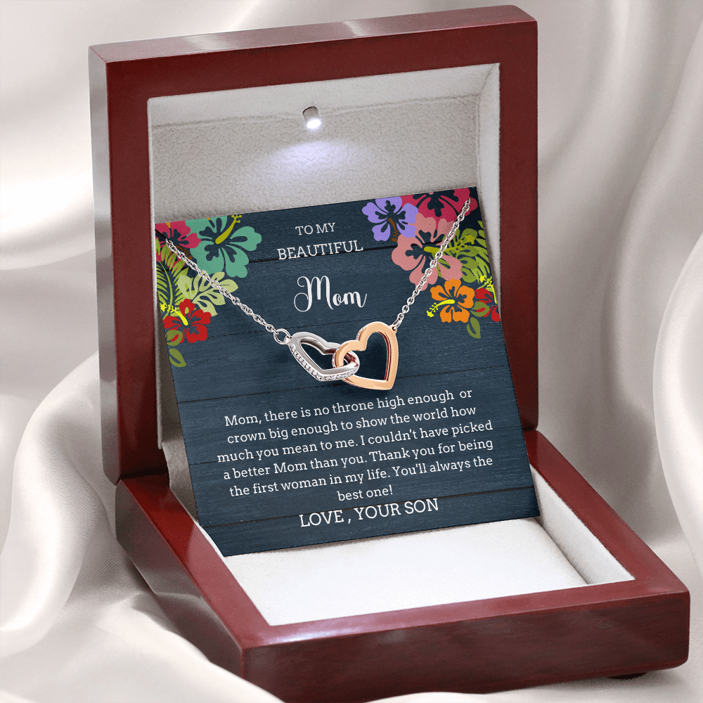 To Mom From Son Hearts Necklace