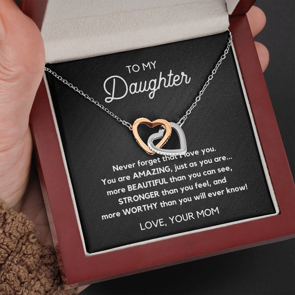 Interlocking Hearts Necklace-To my daughter