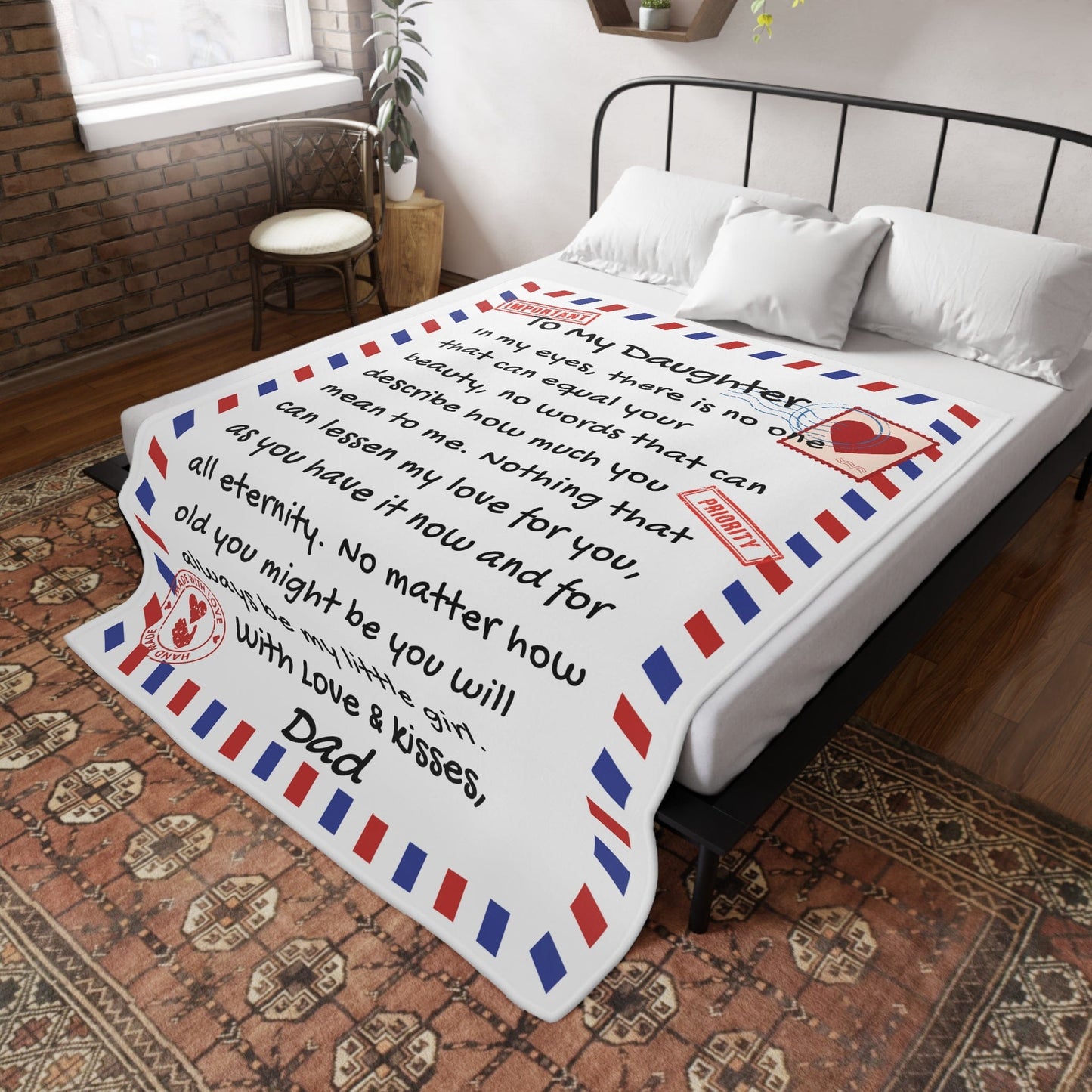 Dad to Daughter Letter Blanket