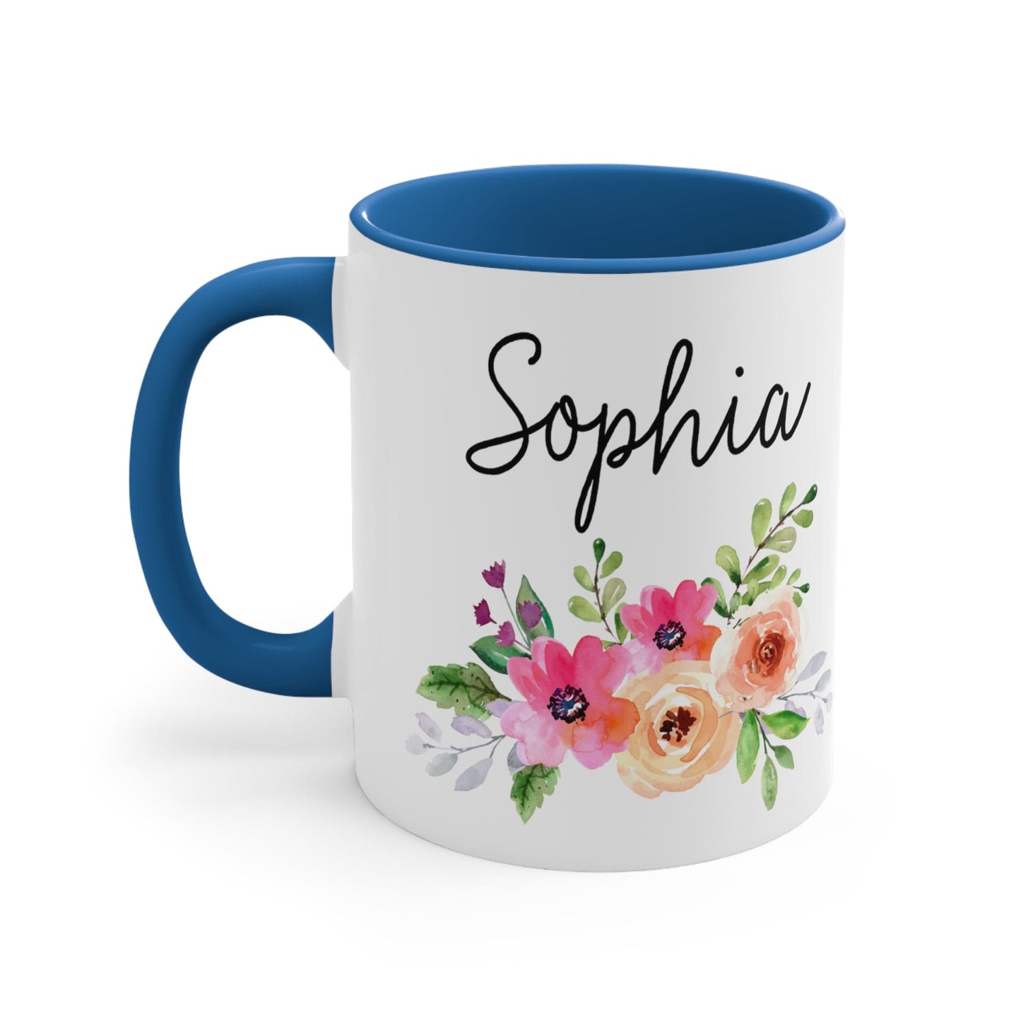 Personalized Name Coffee Mug Floral Design