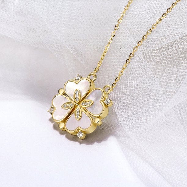 2 in 1 Four Leaf Clover Dainty Heart Necklace