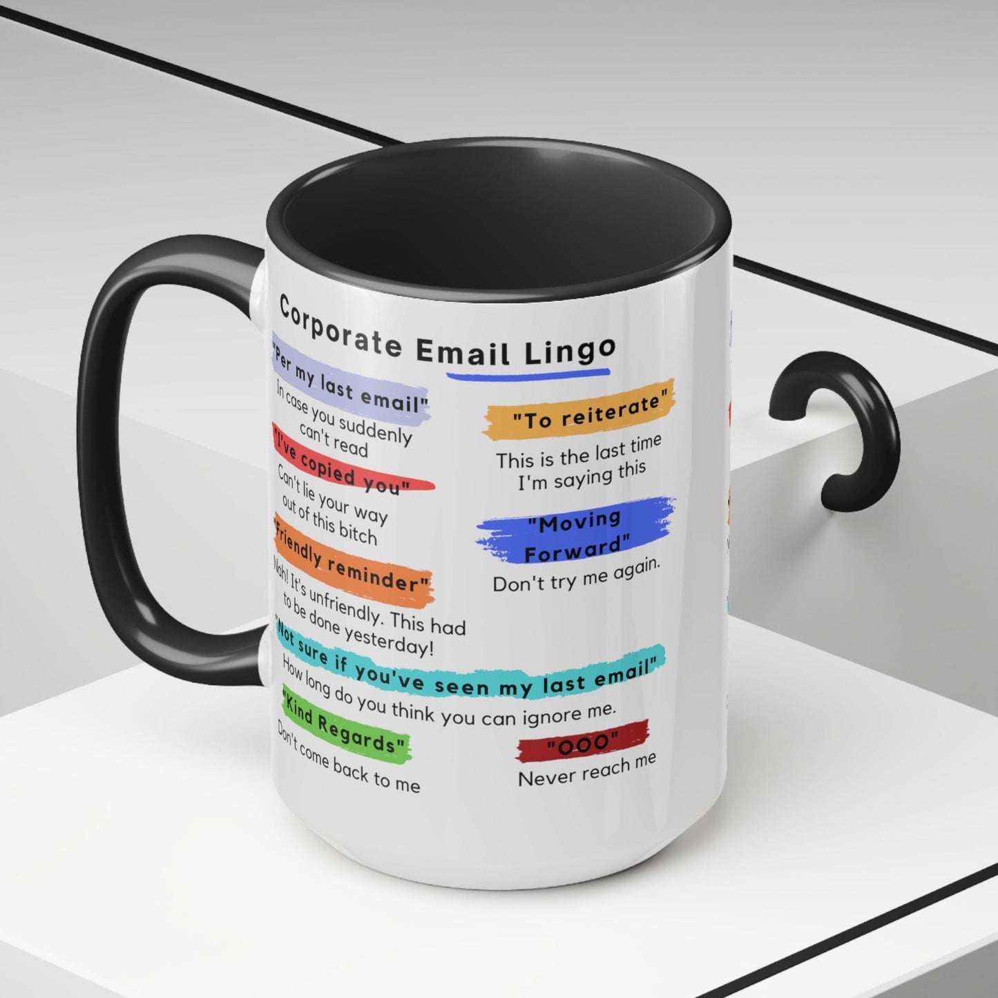 Corporate Email Lingo Two Tone Mug-Coworker Gift-Office Humor