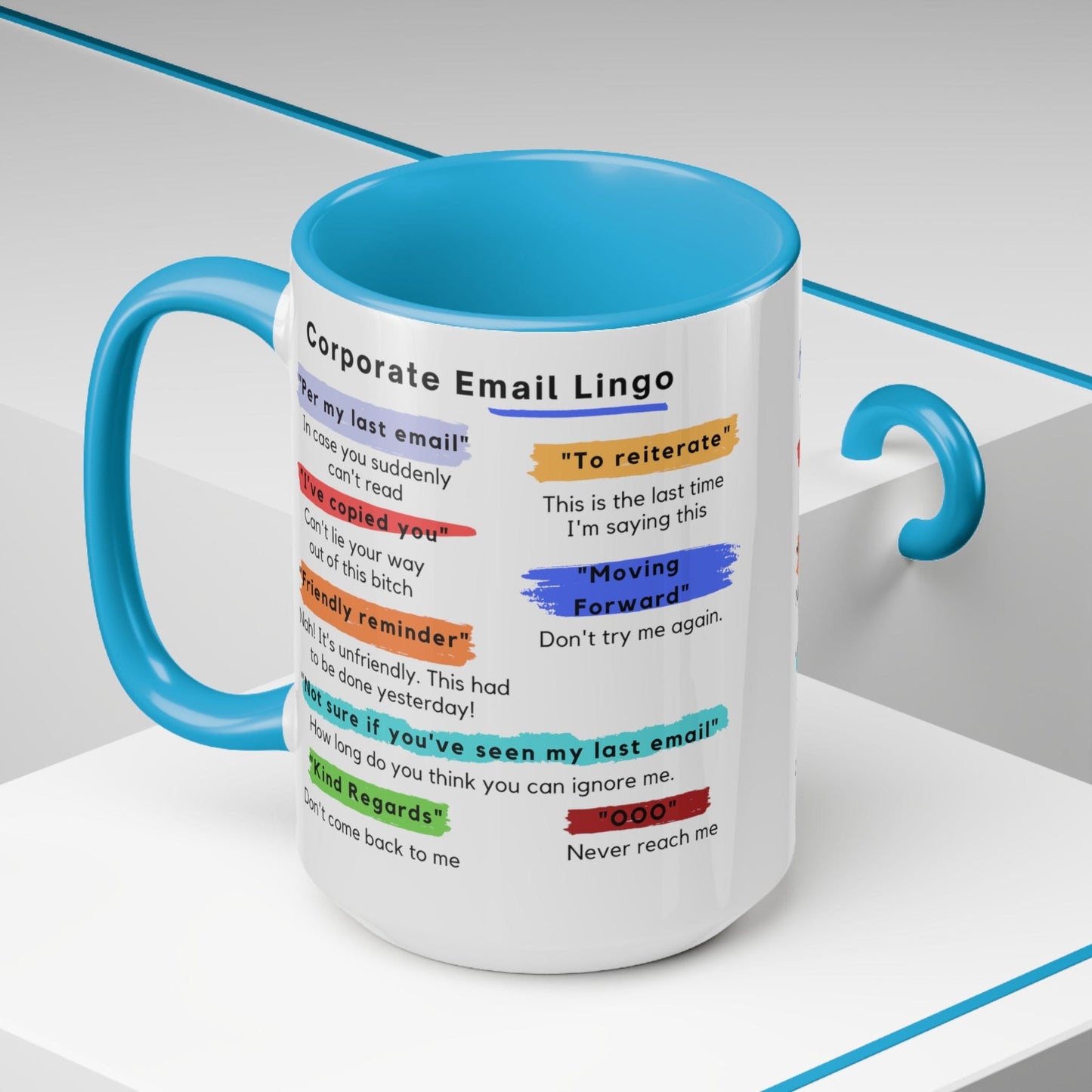 Corporate Email Lingo Two Tone Mug-Coworker Gift-Office Humor