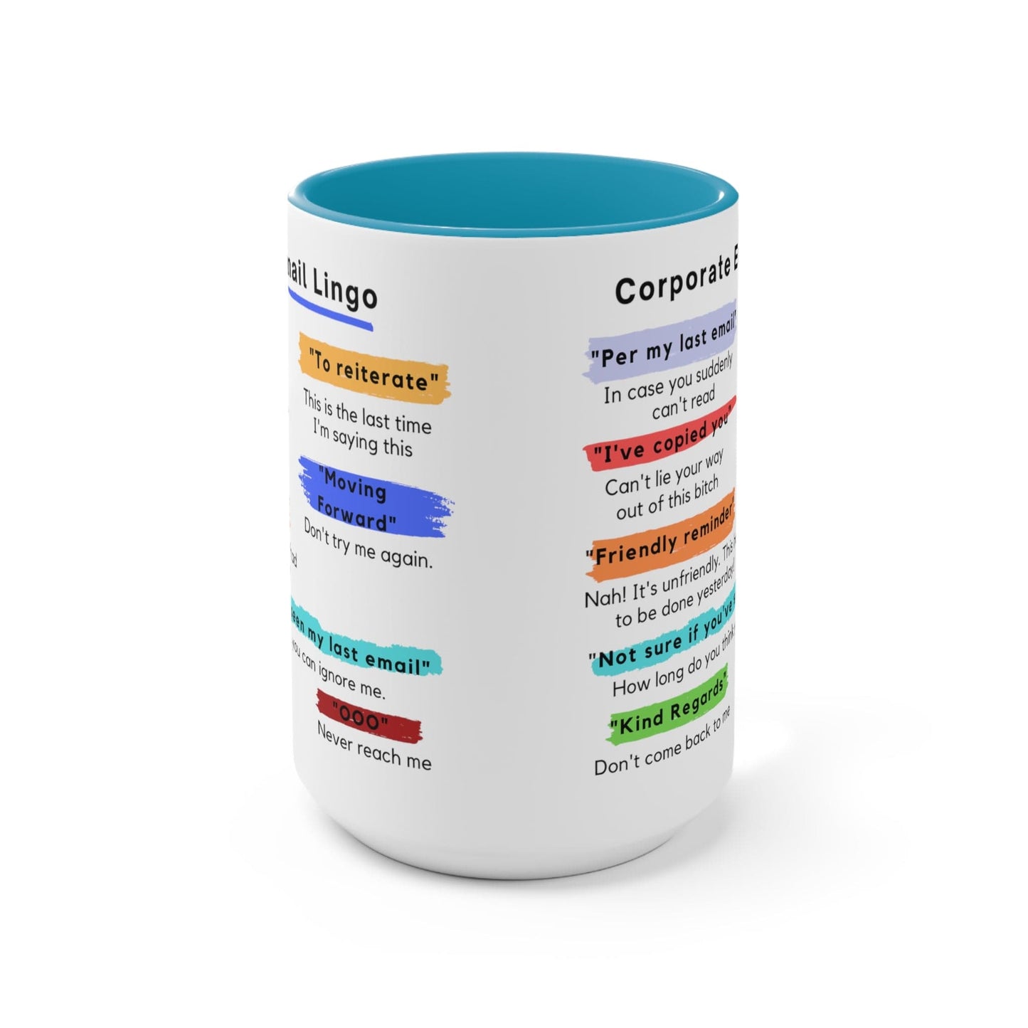 Corporate Email Lingo Two Tone Mug-Coworker Gift-Office Humor