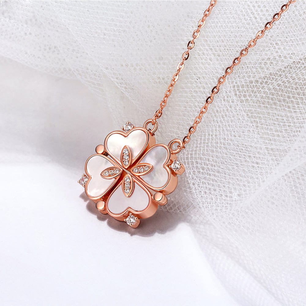 2 in 1 Four Leaf Clover Dainty Heart Necklace