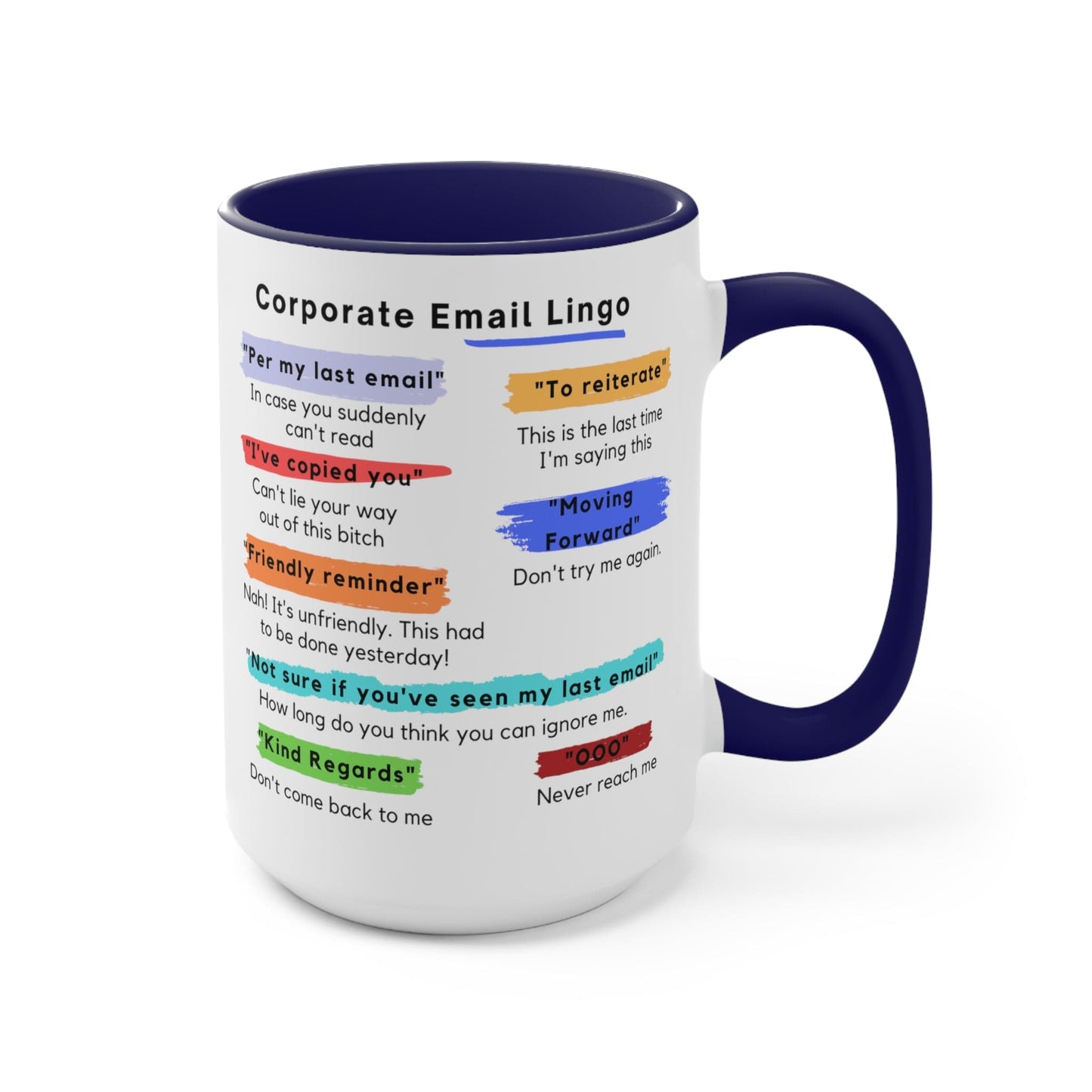 Corporate Email Lingo Two Tone Mug-Coworker Gift-Office Humor