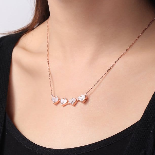 2 in 1 Four Leaf Clover Dainty Heart Necklace
