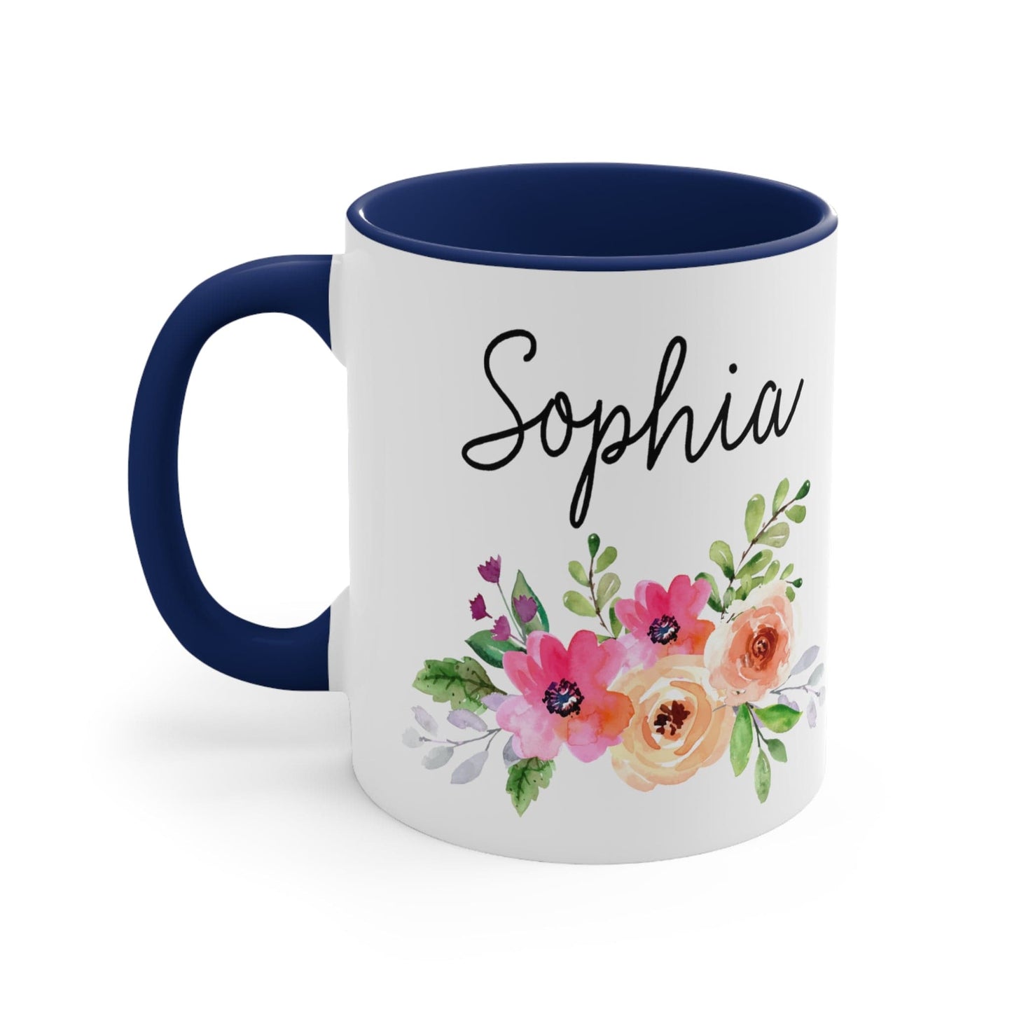 Personalized Name Coffee Mug Floral Design