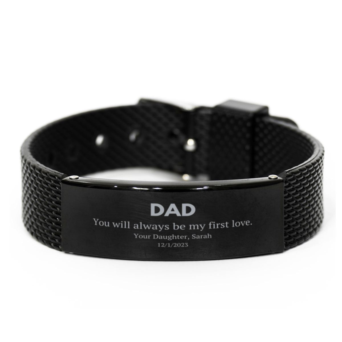 Father Of The Bride Black Bracelet, Wedding Gift Keepsake For Dad of the Bride, Personalized Gift for Dad On My Wedding Day, Bracelet for Dad