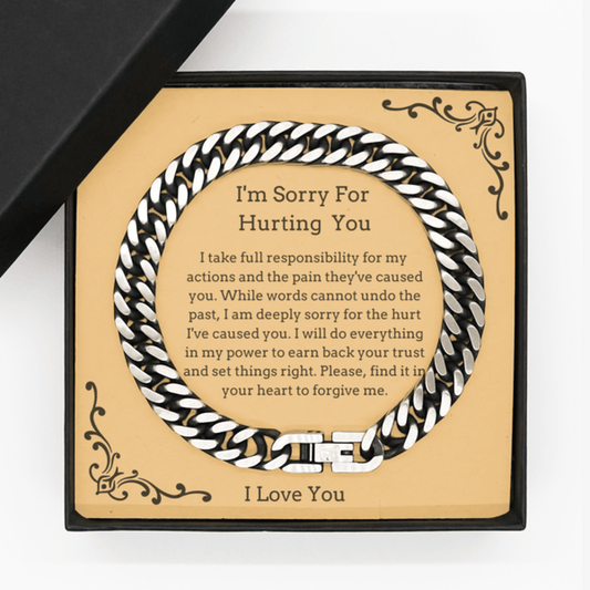 I'm Sorry Gift For Him Cuban link Bracelet for men, I'm Sorry gifts, Apology Gift for him, I Messed up Forgiveness gift for husband, boyfriend