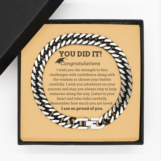 Graduation gift 2023 Cuban link bracelet, Gift for son, nephew, grandson