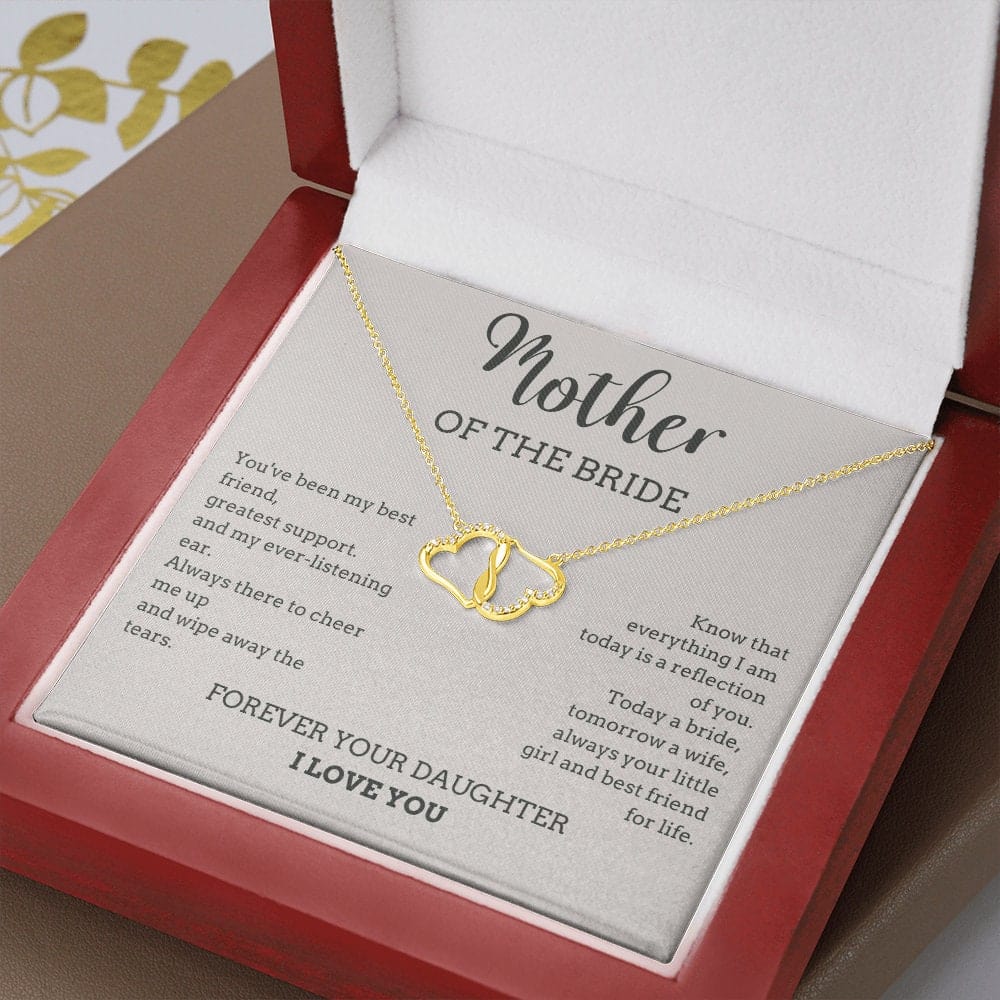 Mother of the bride 2 Hearts Gold Necklace