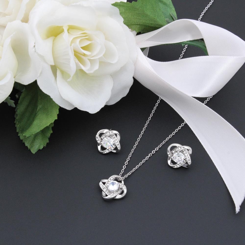 I love you wife -Love knot Necklace and Earring Set