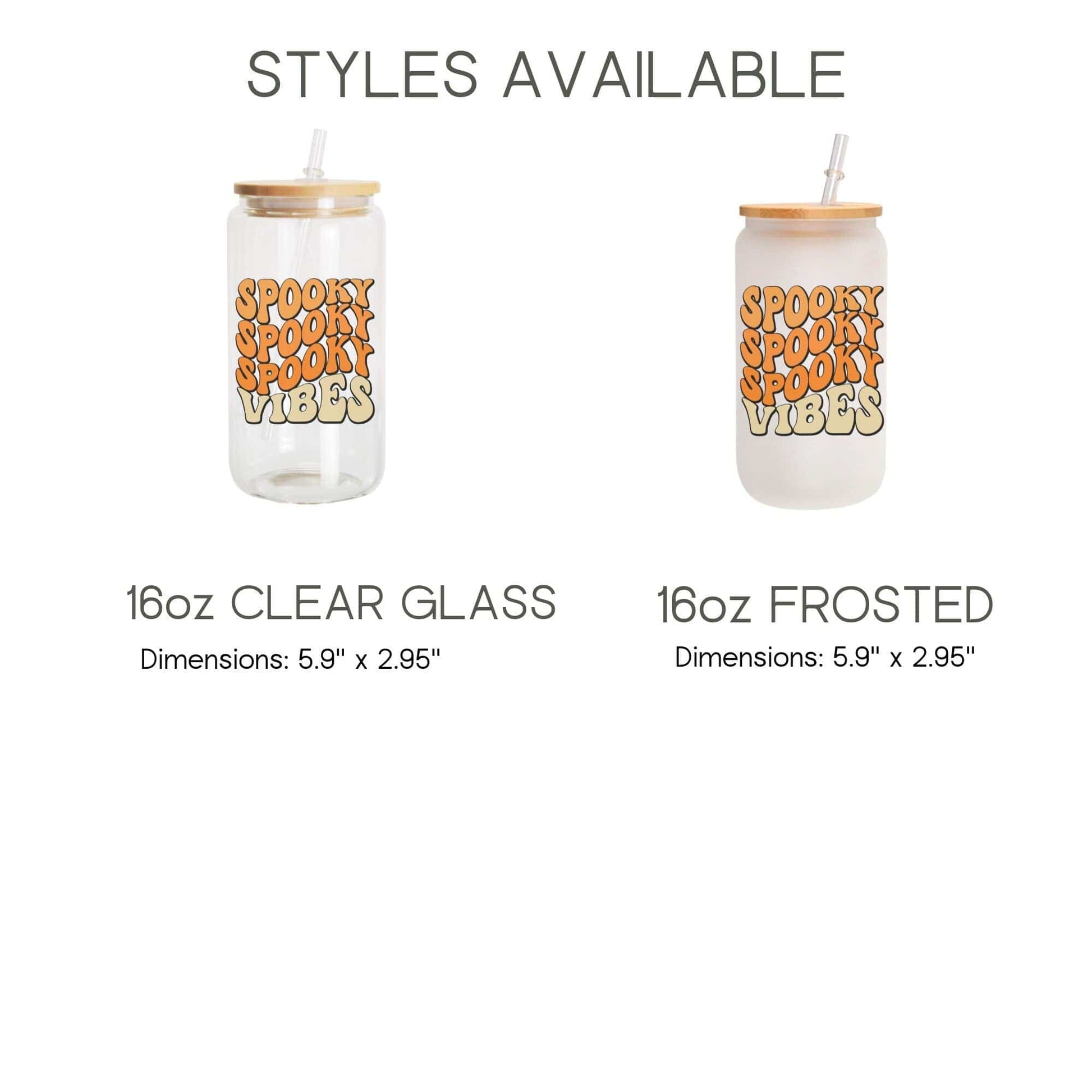 Spooky Vibes Halloween Iced Coffee Cup Cute Retro Halloween Frosted Tumbler with Straw Fall Vibes 16oz beer Glass Can Tumbler Gift for women