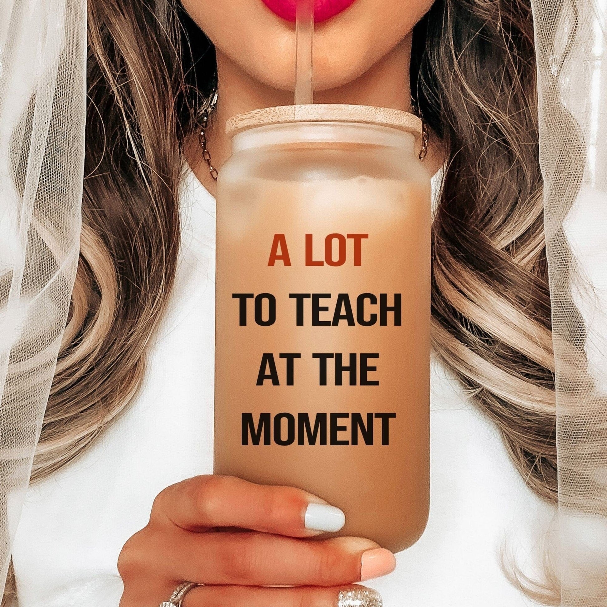 A lot to teach at the moment Iced Coffee Cup Trendy Teacher Gift Frosted Tumbler with Straw Funny Teacher Glass Can Tumbler Gift for her