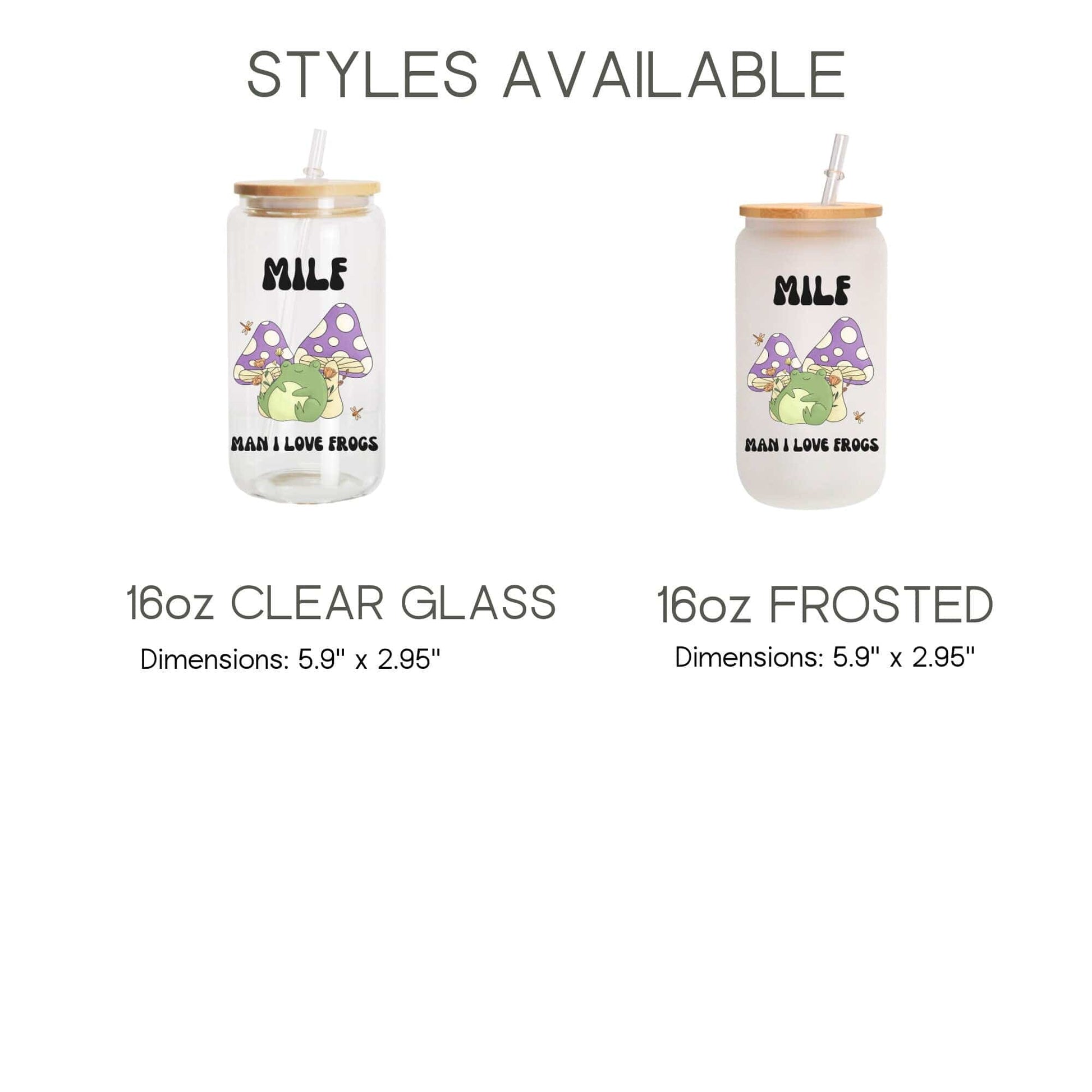 MILF Retro Frog Frosted Iced Coffee Cup Funny Toad Frog Lover Gift Tumbler with Straw Cottagecore Froggy Glass Can Tumbler Froggy Glass Cup