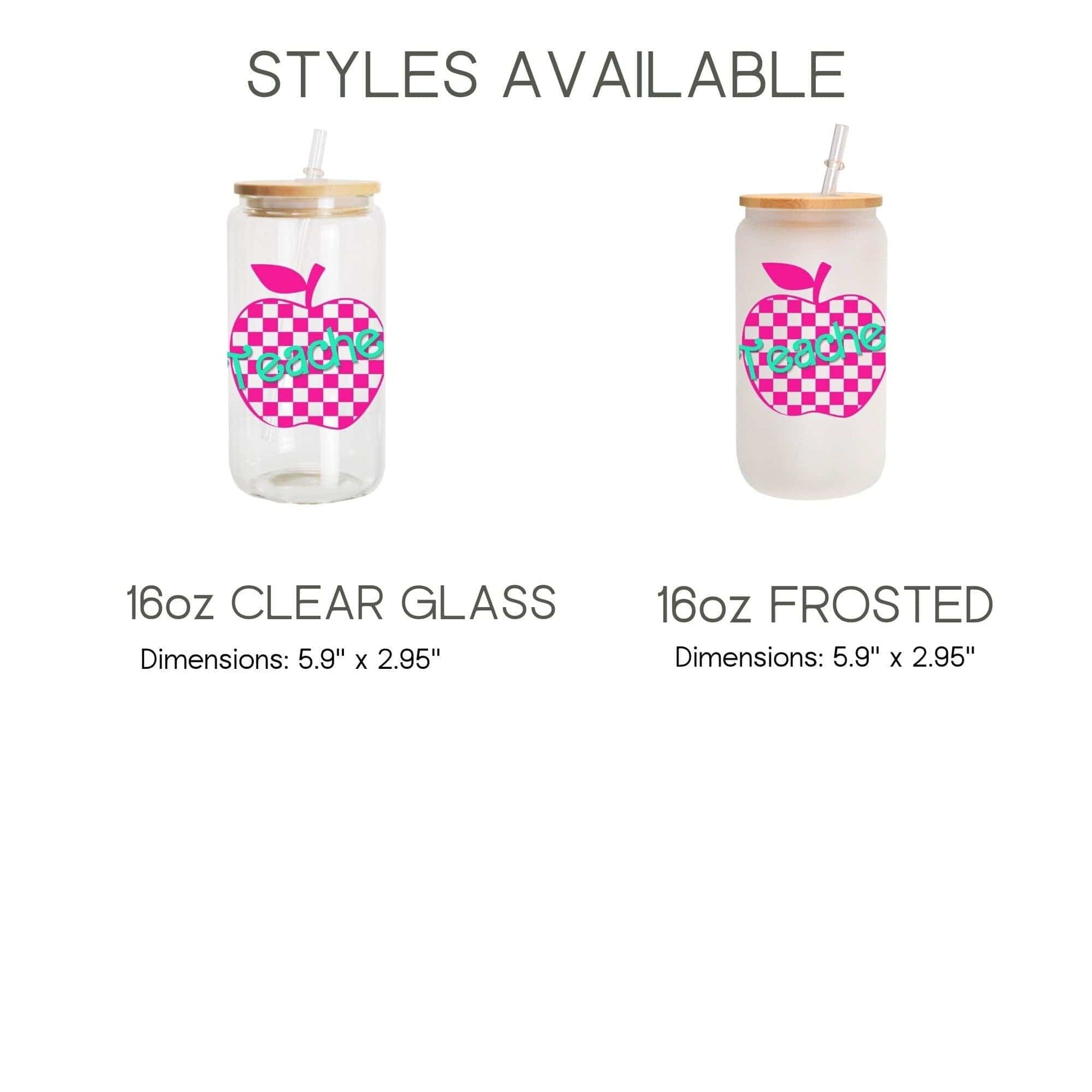 Teacher Iced Coffee Cup Retro Hot pink Personalized Teacher Frosted Tumbler with Straw Elementary teacher custom glass cup Teacher tumbler