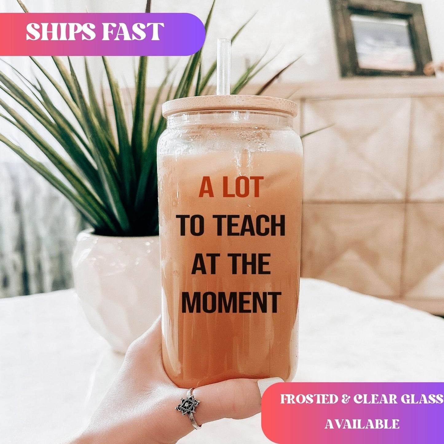 A lot to teach at the moment Iced Coffee Cup Trendy Teacher Gift Frosted Tumbler with Straw Funny Teacher Glass Can Tumbler Gift for her