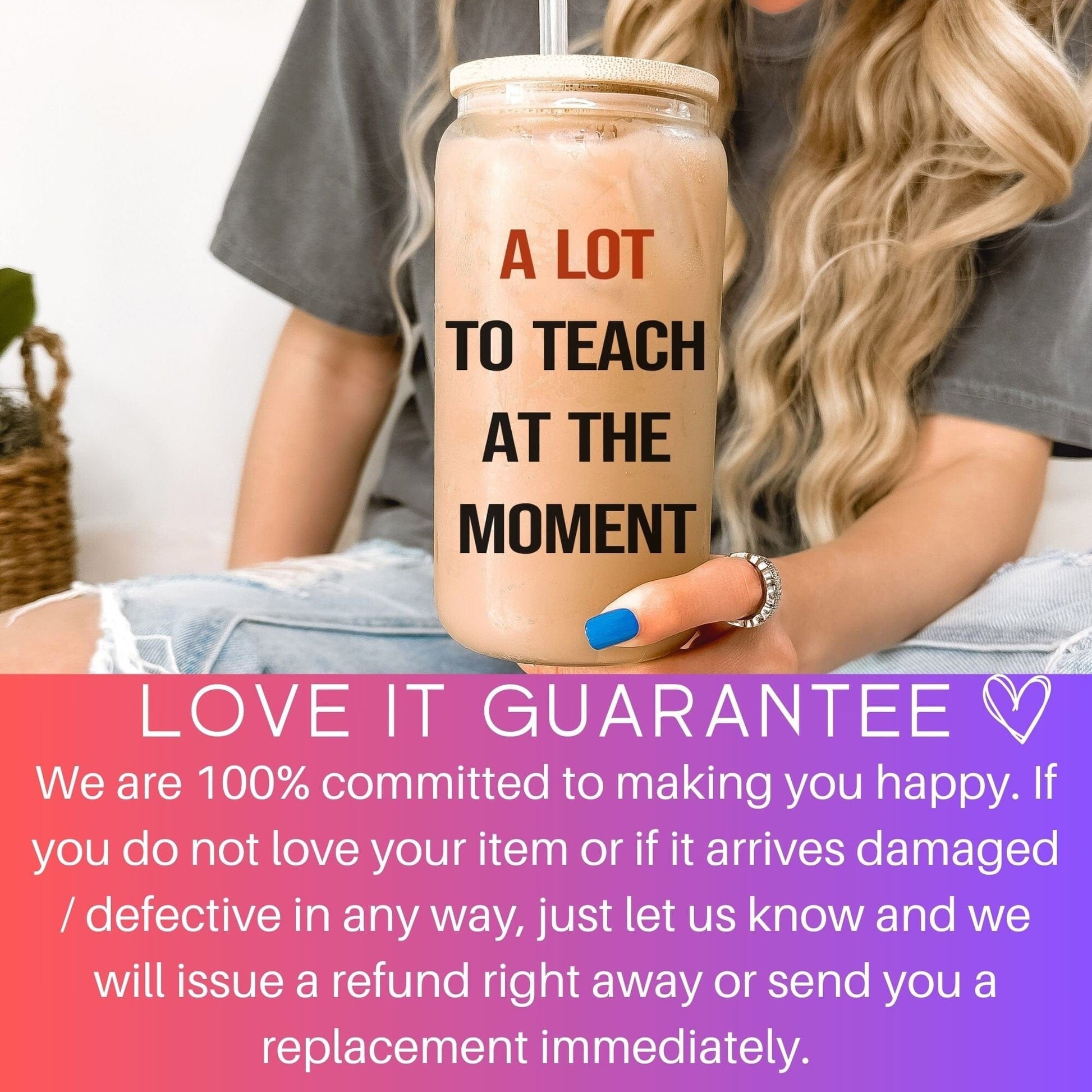 A lot to teach at the moment Iced Coffee Cup Trendy Teacher Gift Frosted Tumbler with Straw Funny Teacher Glass Can Tumbler Gift for her