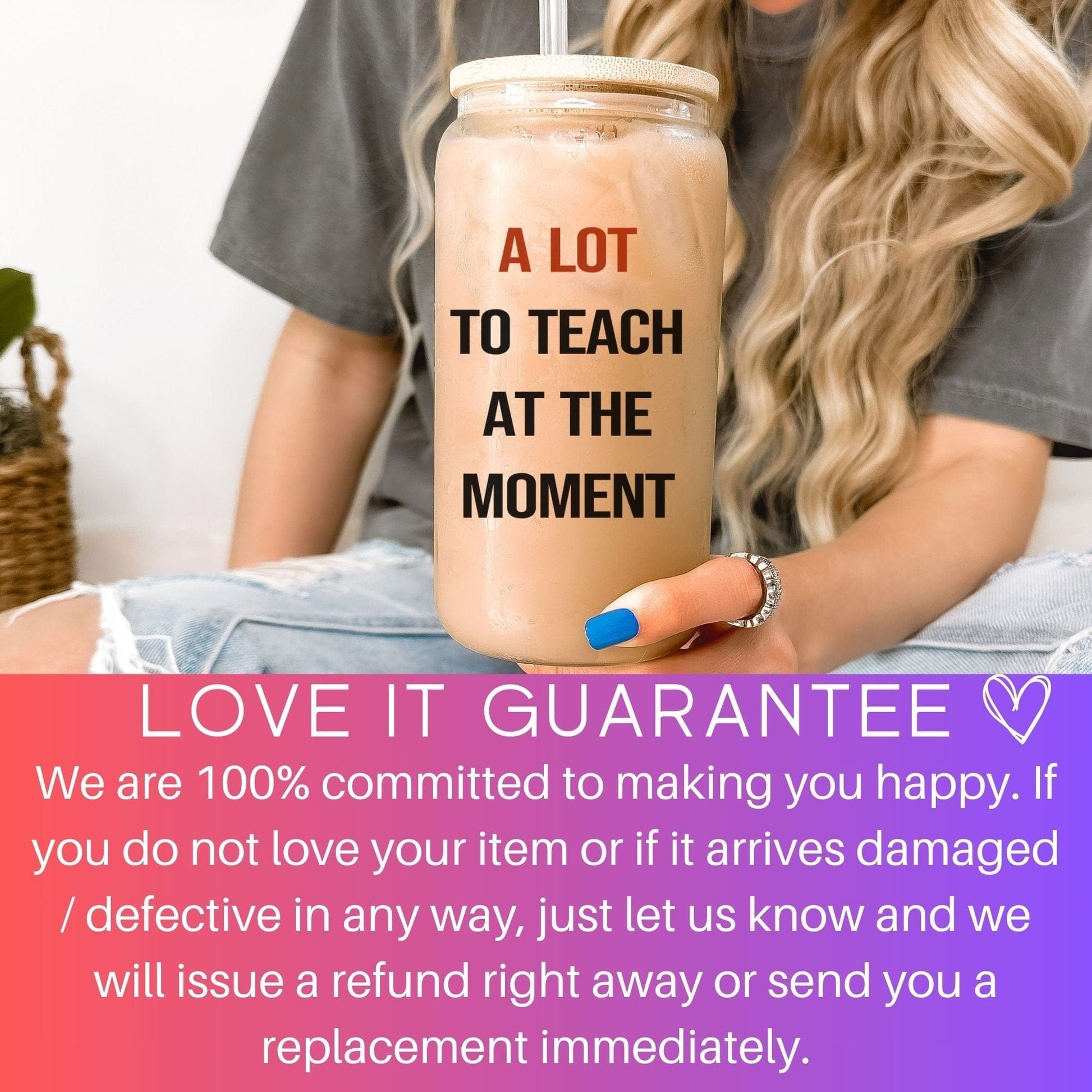 A lot to teach at the moment Iced Coffee Cup Trendy Teacher Gift Frosted Tumbler with Straw Funny Teacher Glass Can Tumbler Gift for her