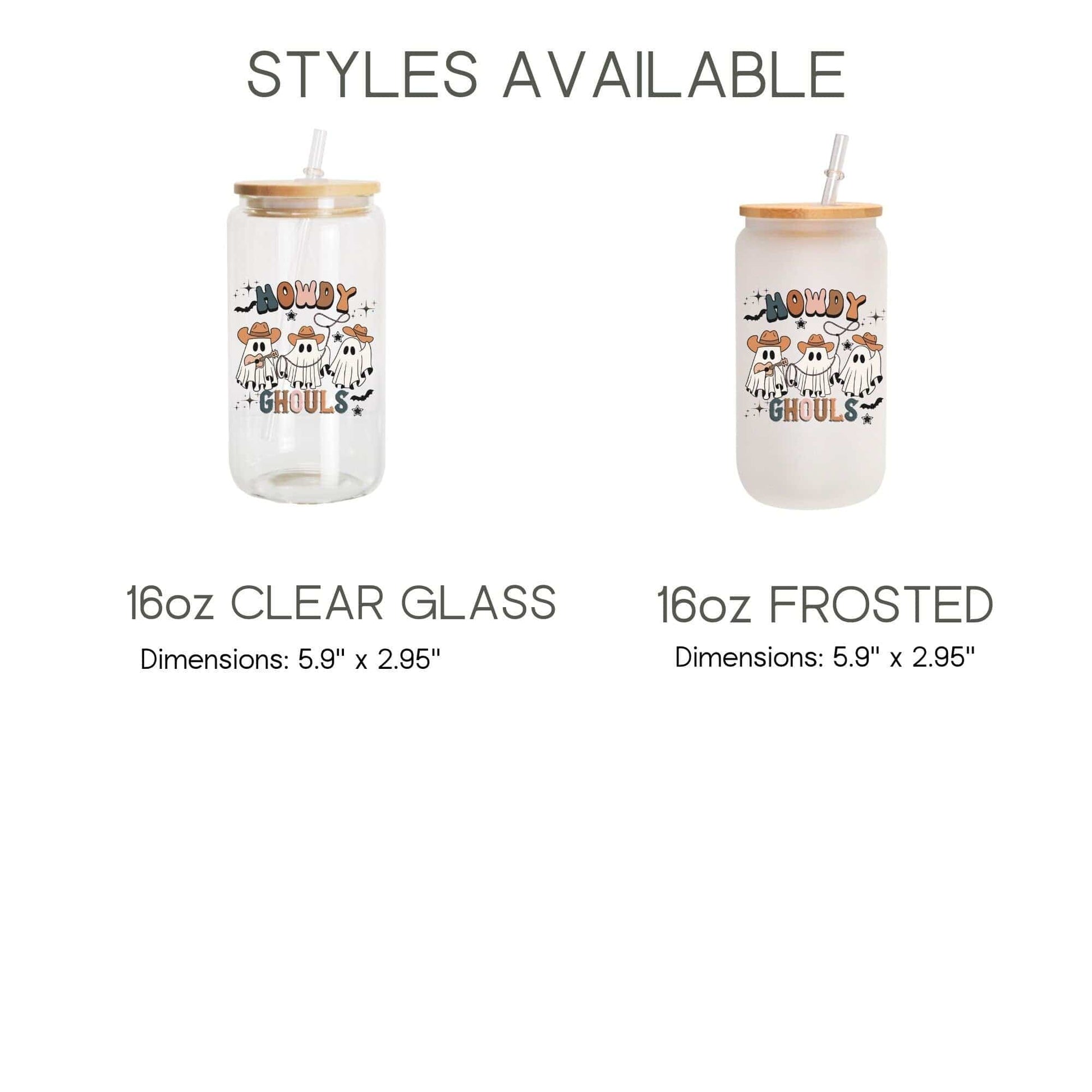 Howdy Ghouls Frosted Iced Coffee Cup Funny Cowboy Ghost Halloween Tumbler with Straw Western Halloween 16oz beer Glass Can Tumbler Gift