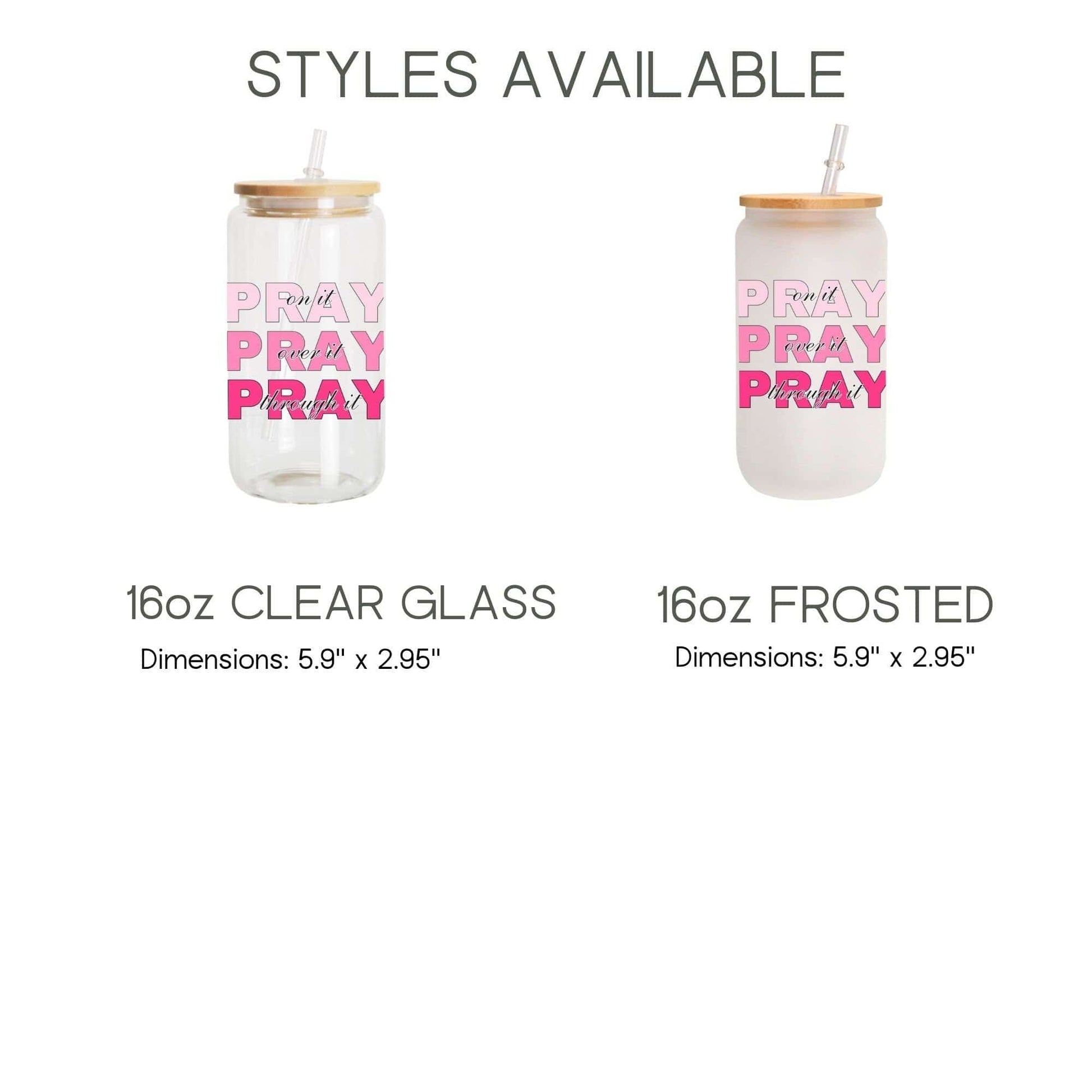 Pray on it Christian Iced Coffee Tumbler Religious Frosted Cup Faith Cup Prayer Tumbler with Straw Pray Through it Inspirational Glass Coffe