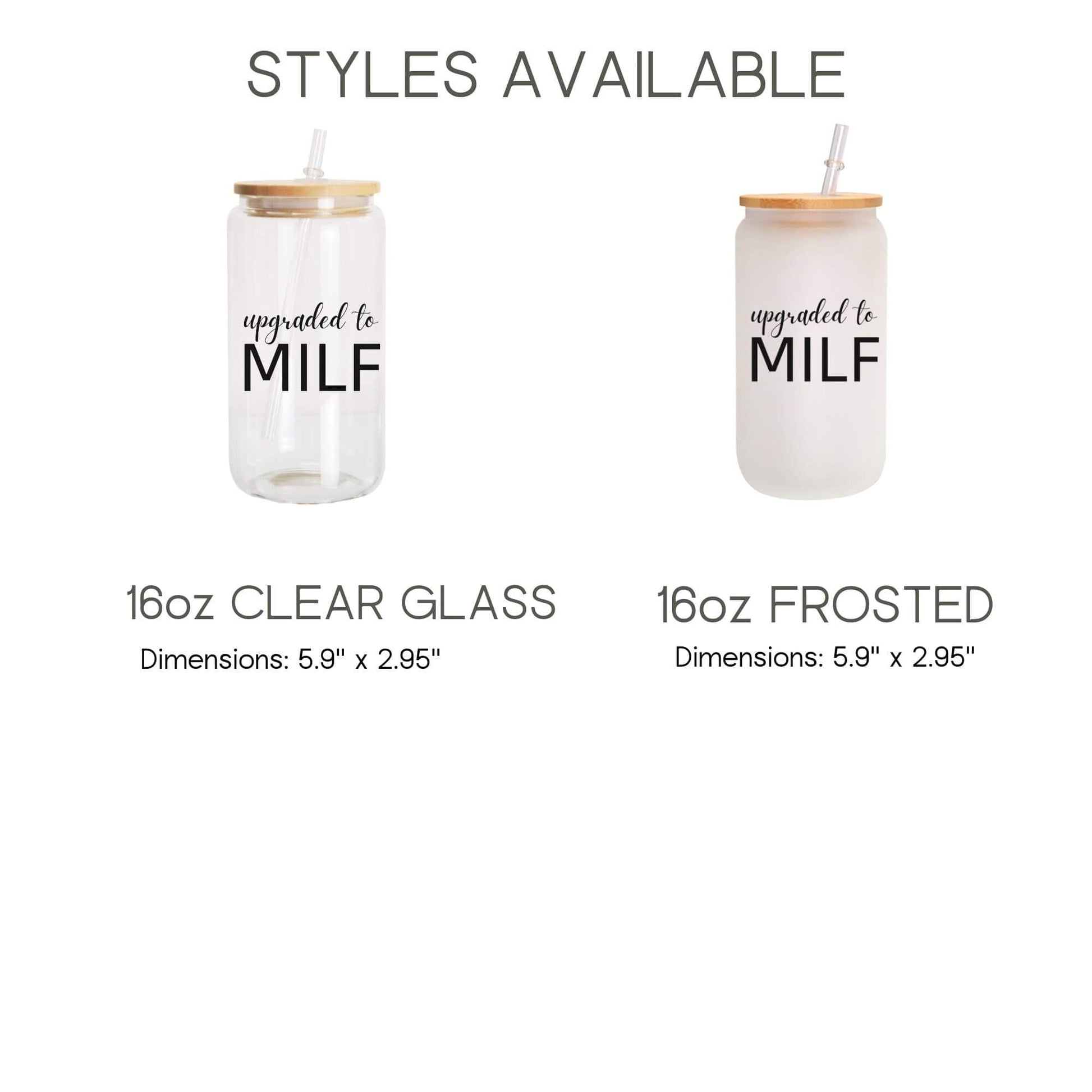 Upgraded to MILF Iced Coffee Cup Expecting Mom Coffee Tumbler New Mom Glass Can First Time mom Pregnancy Gifts Baby Mom to be Shower Gift