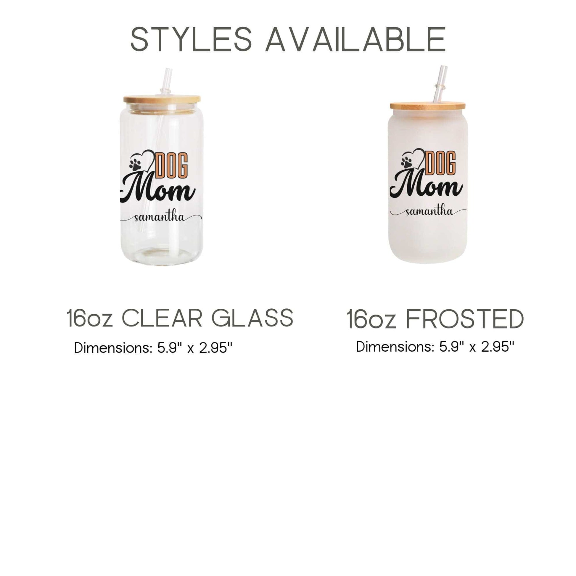 Custom Dog Mom Beer can glass with bamboo Lid Dog Mom Glass mug Cat Mom Iced Coffee Cup Dog Lover Gift Cat Lover Gift Dog New Dog New Pet