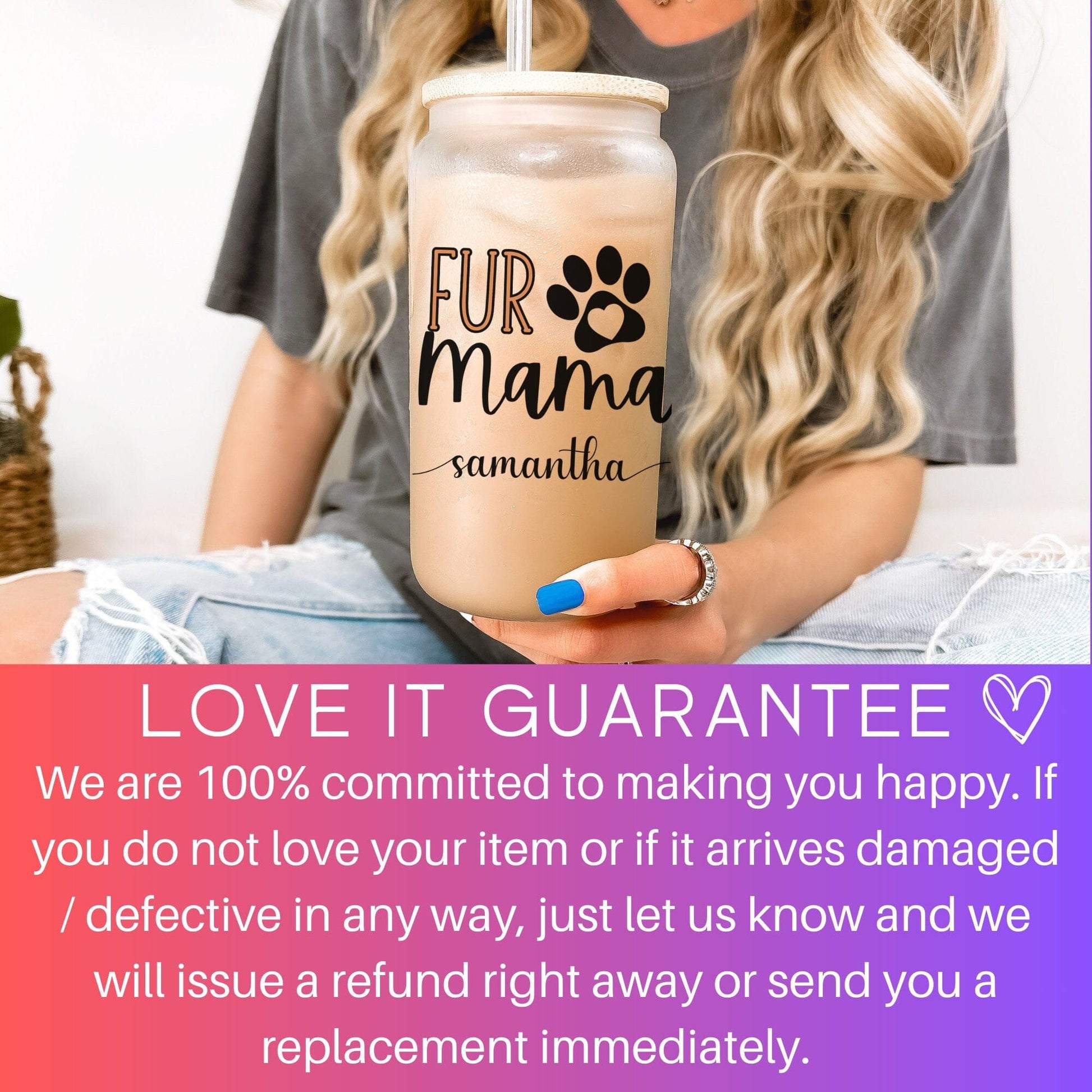 Custom Dog Mom Beer can glass with bamboo Lid Dog Mom Glass mug Cat Mom Iced Coffee Cup Dog Lover Gift Cat Lover Gift Dog New Dog New Pet