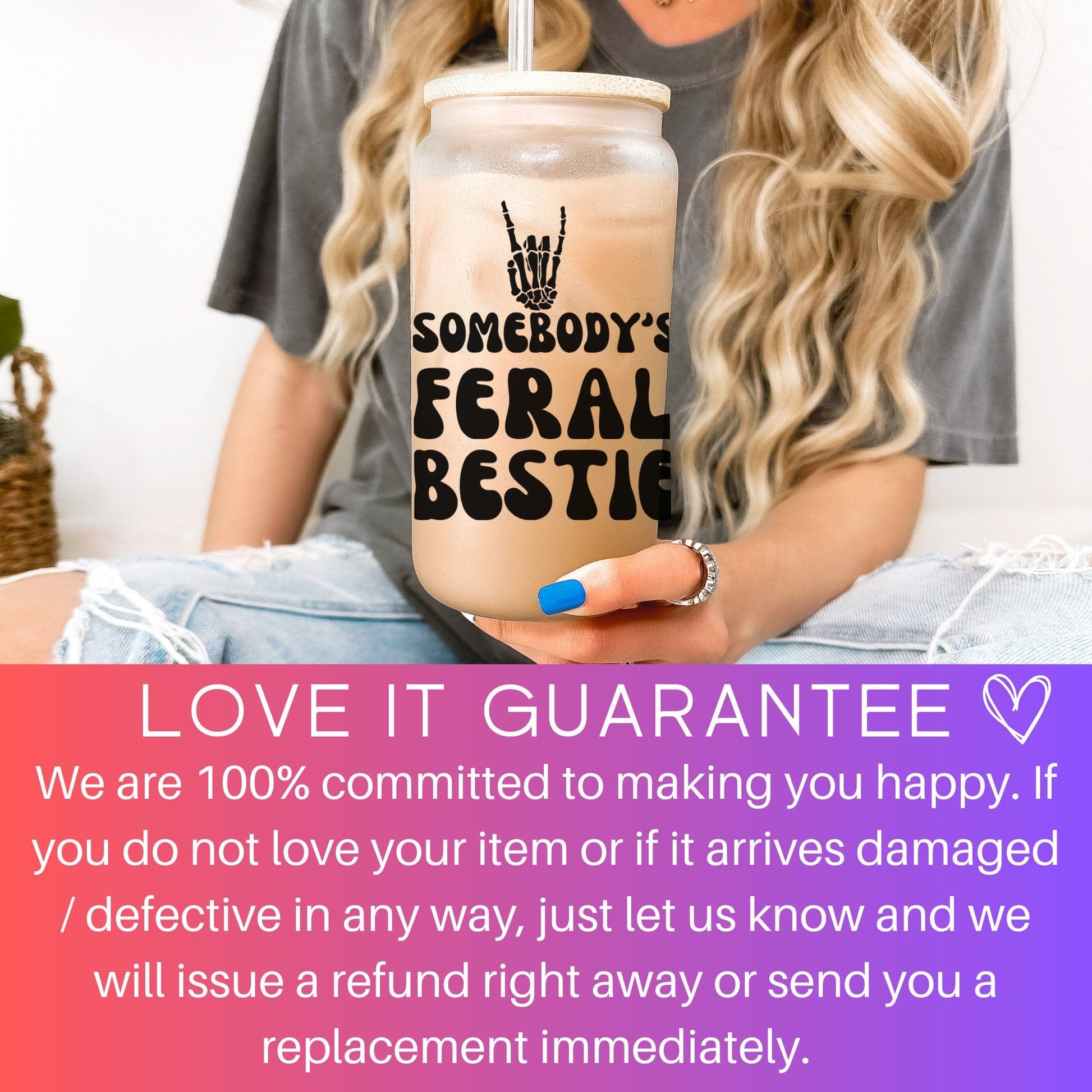I'd Shank a bitch for you right funny Iced Coffee Cup Personalized Bestie Frosted Beer glass with Bamboo Lid Bestie Gifts for best friend