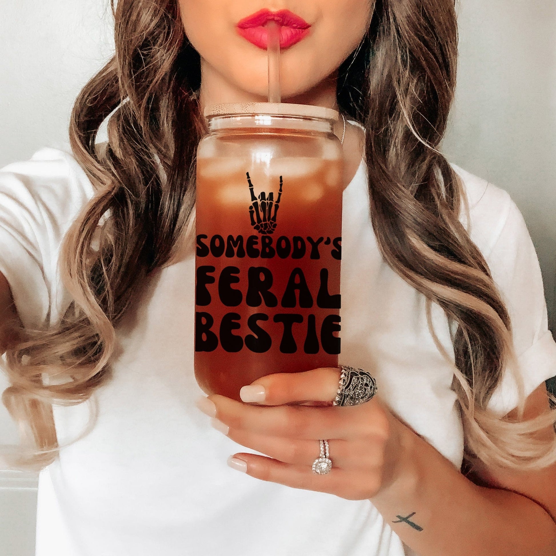 I'd Shank a bitch for you right funny Iced Coffee Cup Personalized Bestie Frosted Beer glass with Bamboo Lid Bestie Gifts for best friend