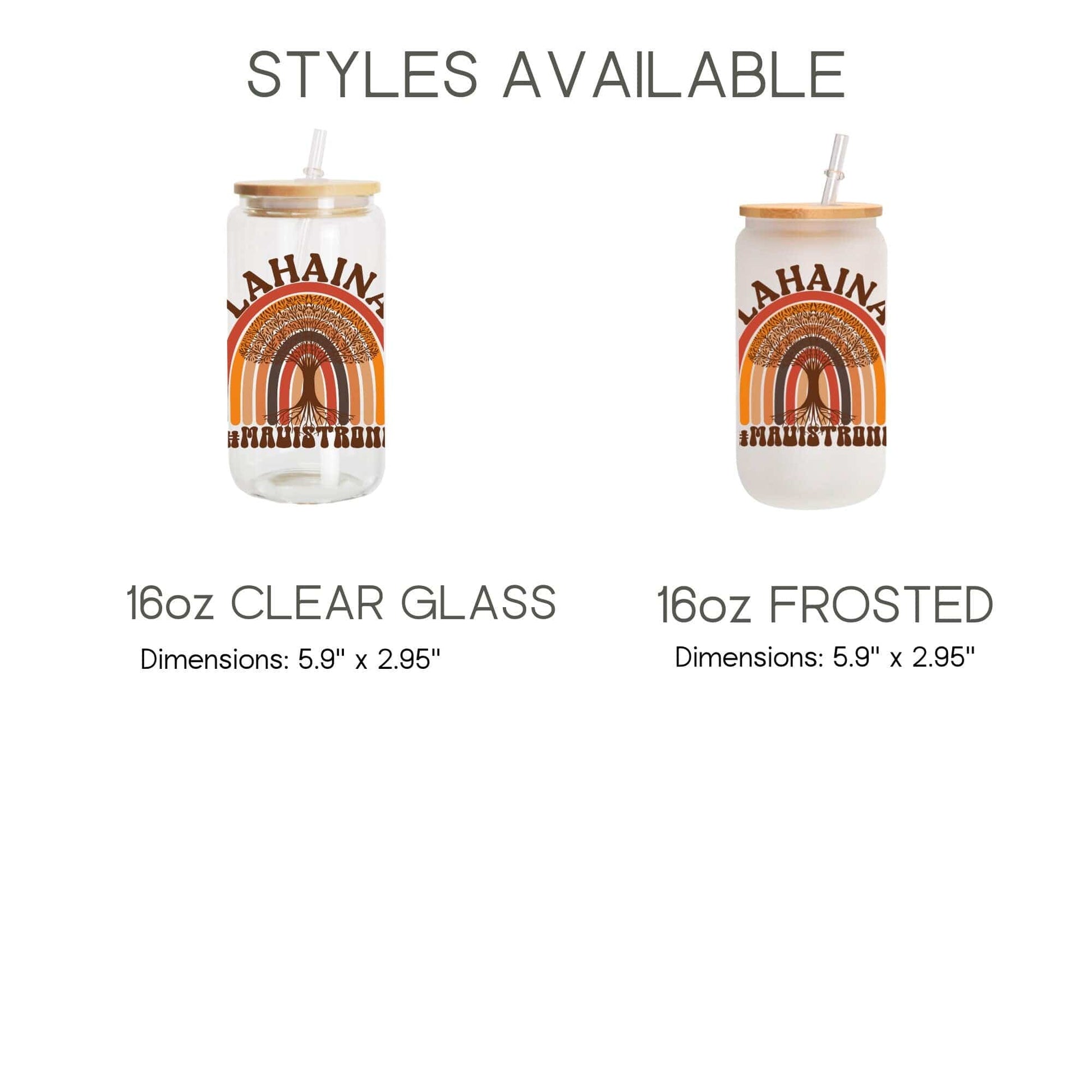 Lahaina Maui Strong Frosted Iced Coffee Cup Support for Maui Tumbler with Straw Elementary Teacher Glass Can Tumbler Lahaina Strong Cup
