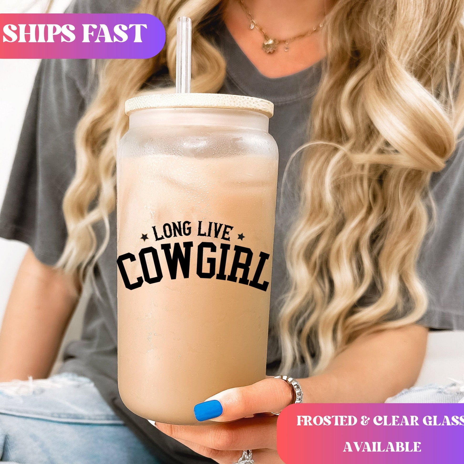 Country concert Frosted Iced Coffee Cup Long Live Cowgirls Frosted Tumbler with Straw Western Rodeo cowgirl Desert Vintage style beer Glass