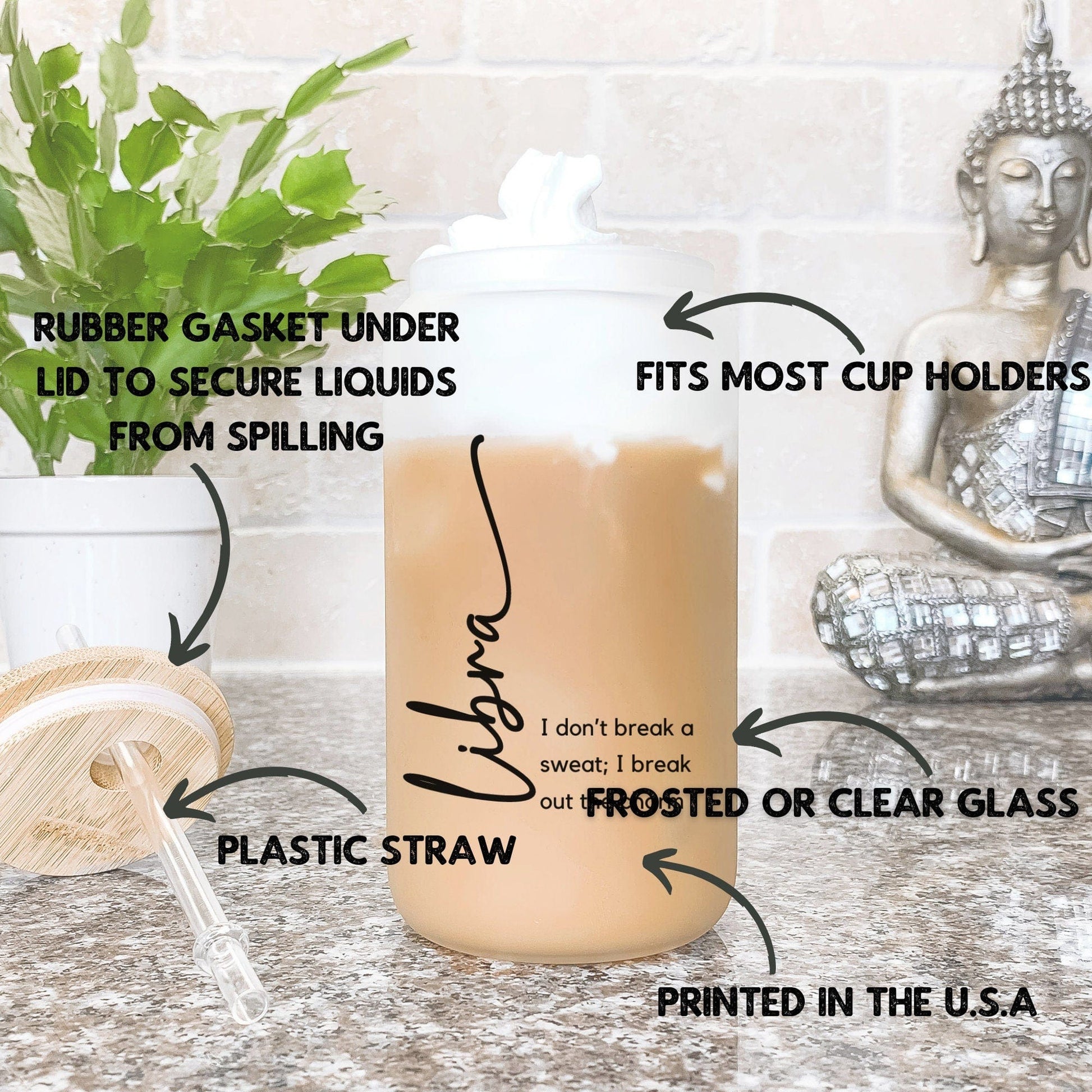 Funny Libra Horoscope Glass Frosted Can Libra Sign Coffee Glass Cup Zodiac sign libra traits Cup with Lid Celestial Tumbler Libra Zodiac Cup