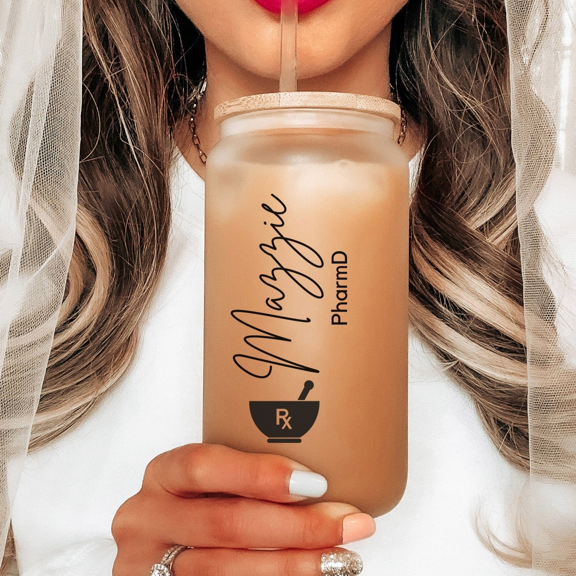 Pharmacy Technician Gifts Personalized Pharmacy Student Ice Coffee Cup Pharmacy Tech Gift Cup Pharmacist Gift Glass Tumbler Pharmacy Week