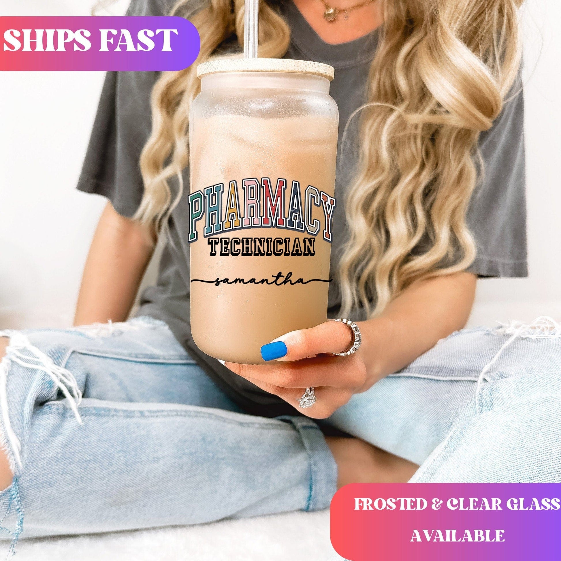 Pharmacy Technician Gift Personalized Pharmacy Student Ice Coffee Cup Pharmacy Tech Gift Cup Pharmacist Glass Tumbler Pharmacy Week