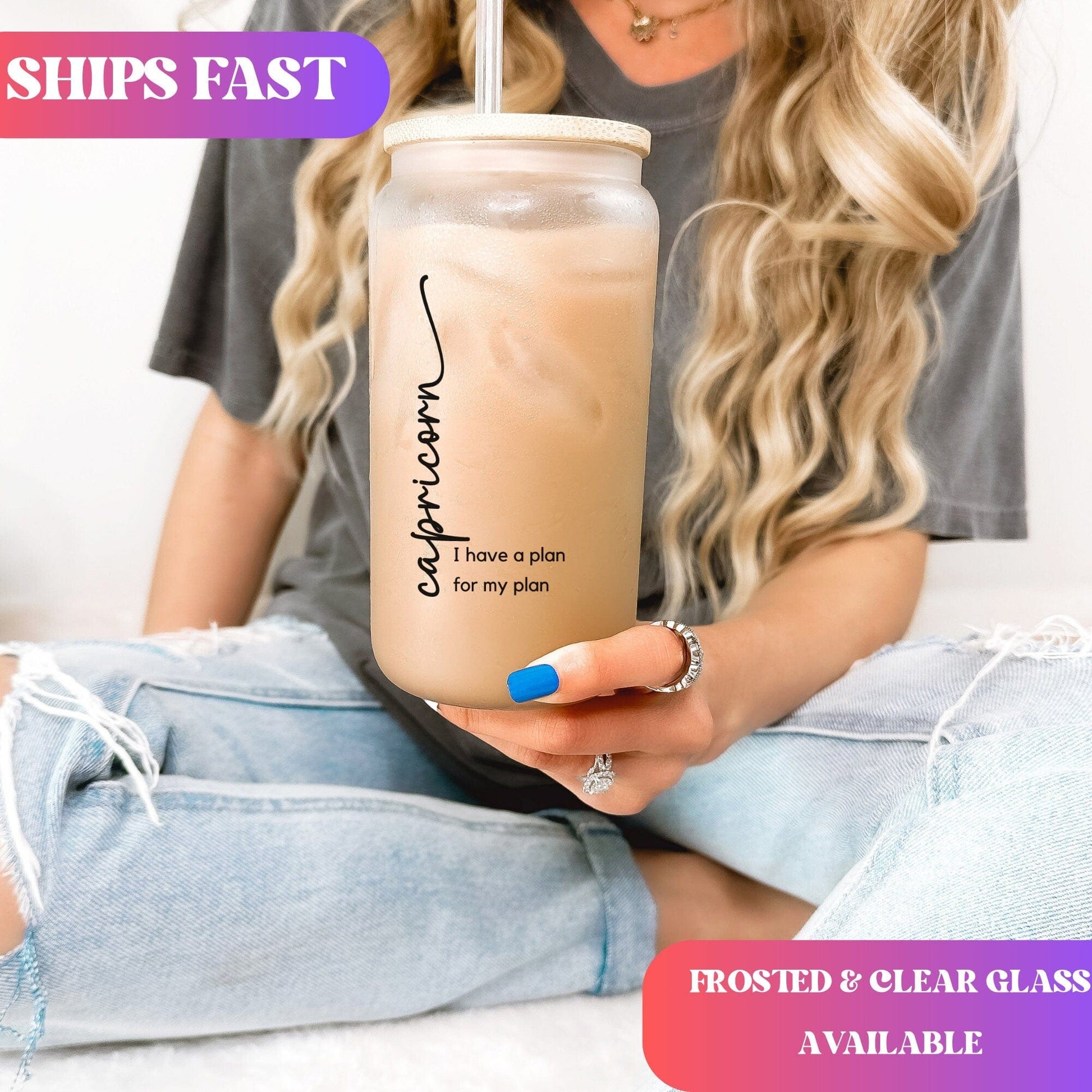 Funny Zodiac Capricorn Glass Frosted Can Capricorn Sign Coffee Glass Cup Capricorn Zodiac trait Coffee Tumbler Capricorn best friend gift