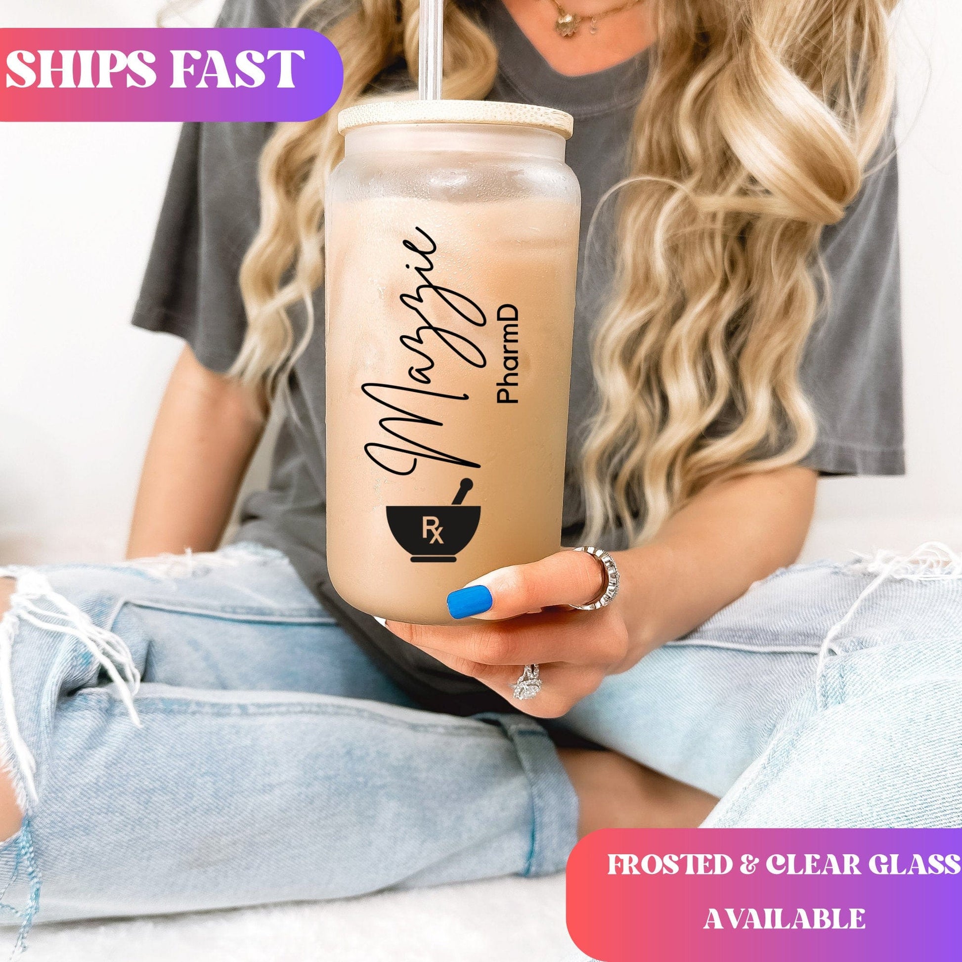Pharmacy Technician Gifts Personalized Pharmacy Student Ice Coffee Cup Pharmacy Tech Gift Cup Pharmacist Gift Glass Tumbler Pharmacy Week