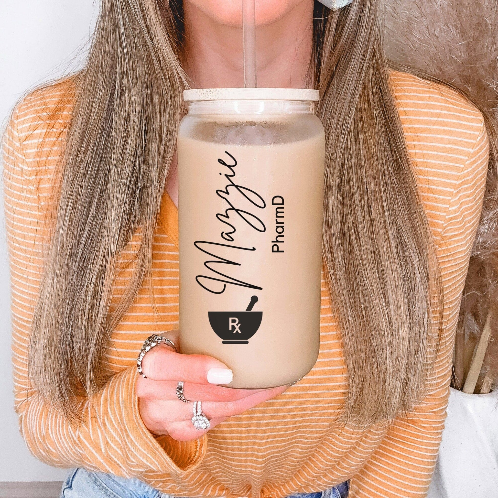 Pharmacy Technician Gifts Personalized Pharmacy Student Ice Coffee Cup Pharmacy Tech Gift Cup Pharmacist Gift Glass Tumbler Pharmacy Week
