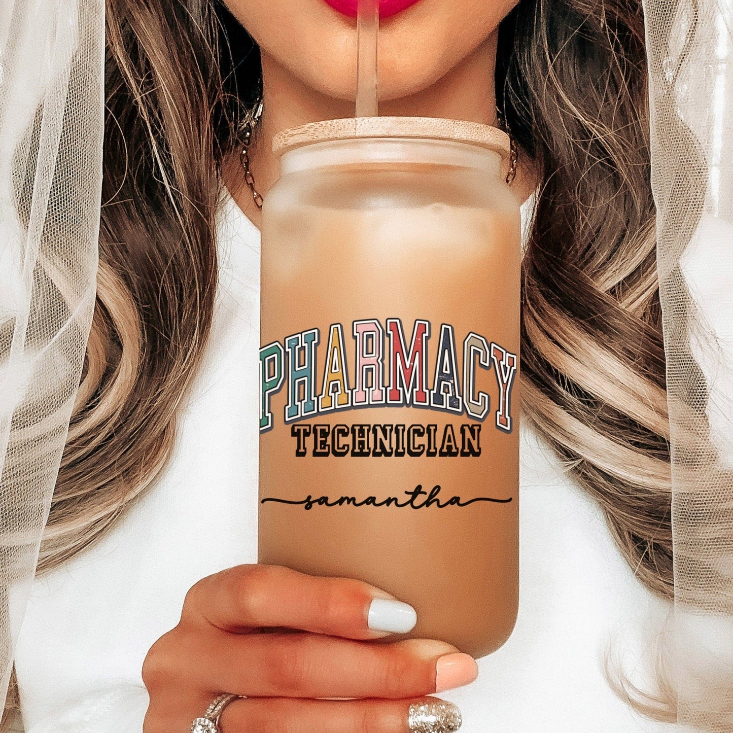 Pharmacy Technician Gift Personalized Pharmacy Student Ice Coffee Cup Pharmacy Tech Gift Cup Pharmacist Glass Tumbler Pharmacy Week
