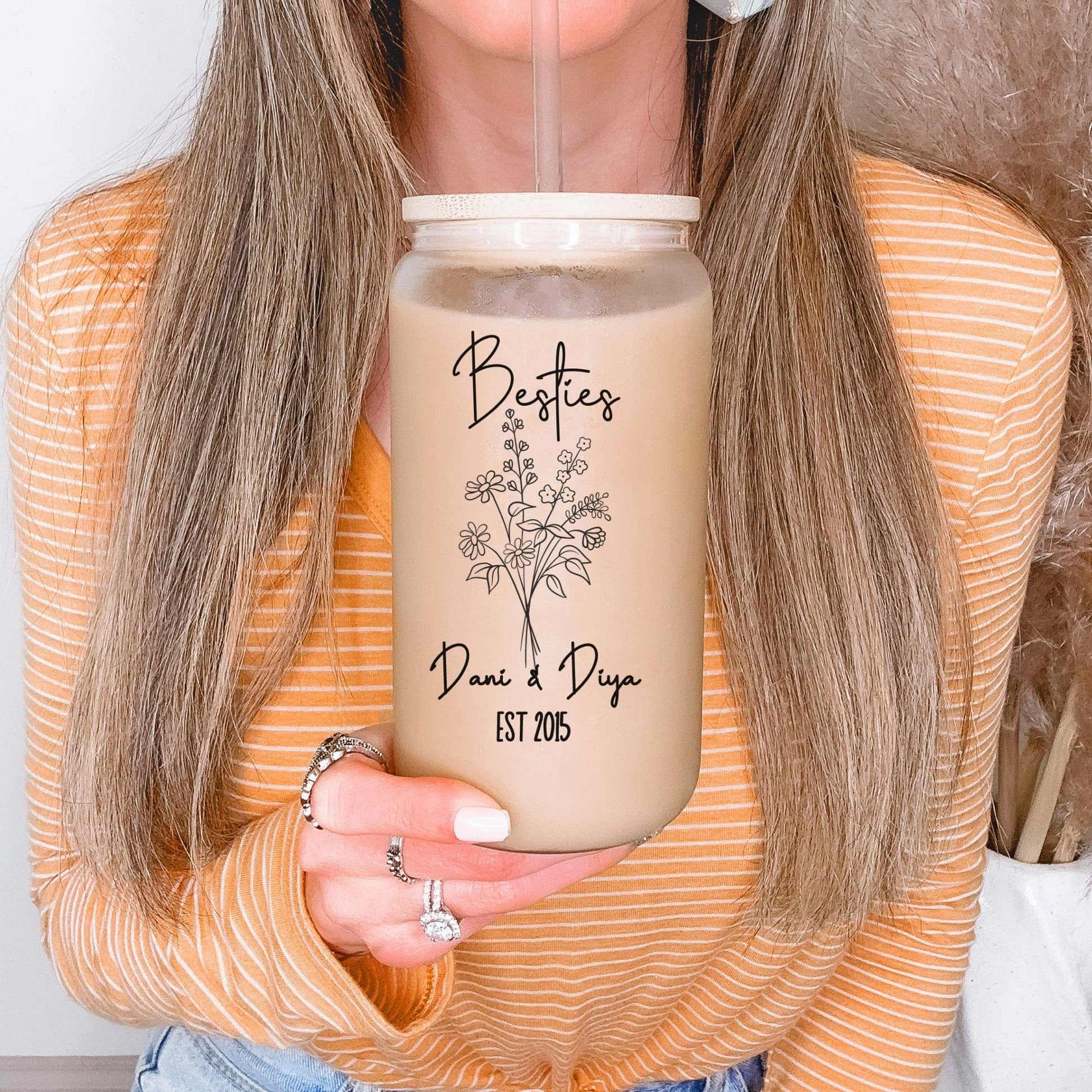 Custom Gift For friend Iced Coffee Cup Personalized Best Friend Birthday gift Frosted Tumblers BFF Tumbler & straw Long distance Best Friend