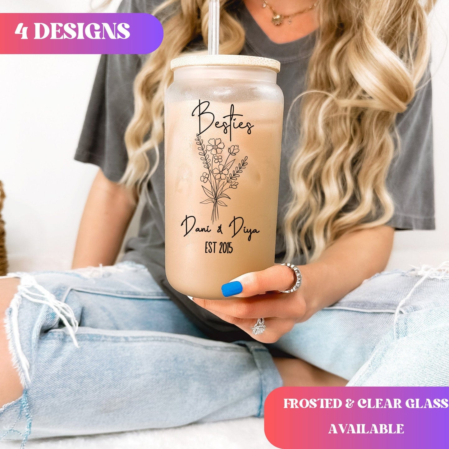 Custom Gift For friend Iced Coffee Cup Personalized Best Friend Birthday gift Frosted Tumblers BFF Tumbler & straw Long distance Best Friend
