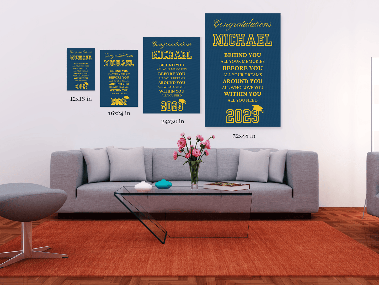Personalized Graduation Gift Canvas wall art for son, sister, daughter, granddaughter, Graduation 2023, Large Canvas Wall Decor