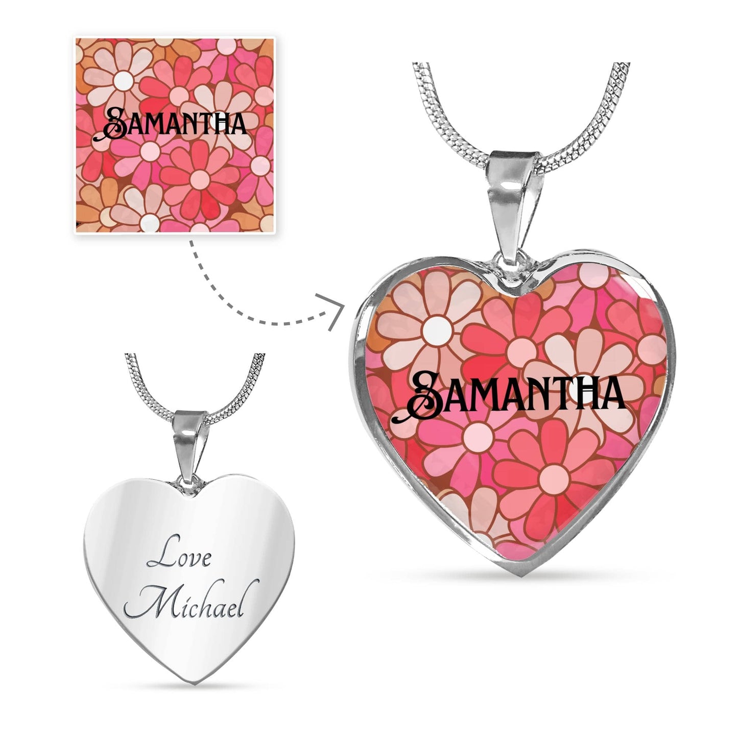 Heart Jewellery, Heart Name necklace with engraving