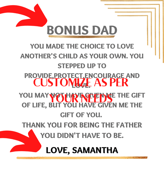 Black Silver Mens Watch: Personalized Bonus Dad, Step Up Dad Gift