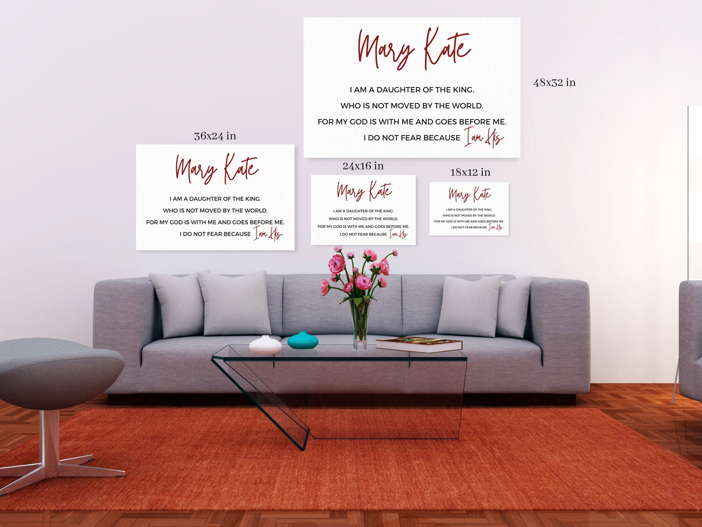 Personalized Christian Canvas Wall Art: 'I am the Daughter of the King'